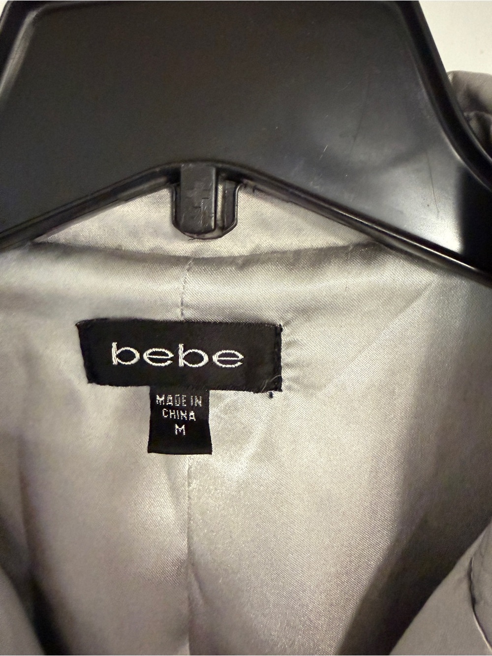 BEBE Metallic Silver Double-Breasted Trench Coat - Picture 3 of 4
